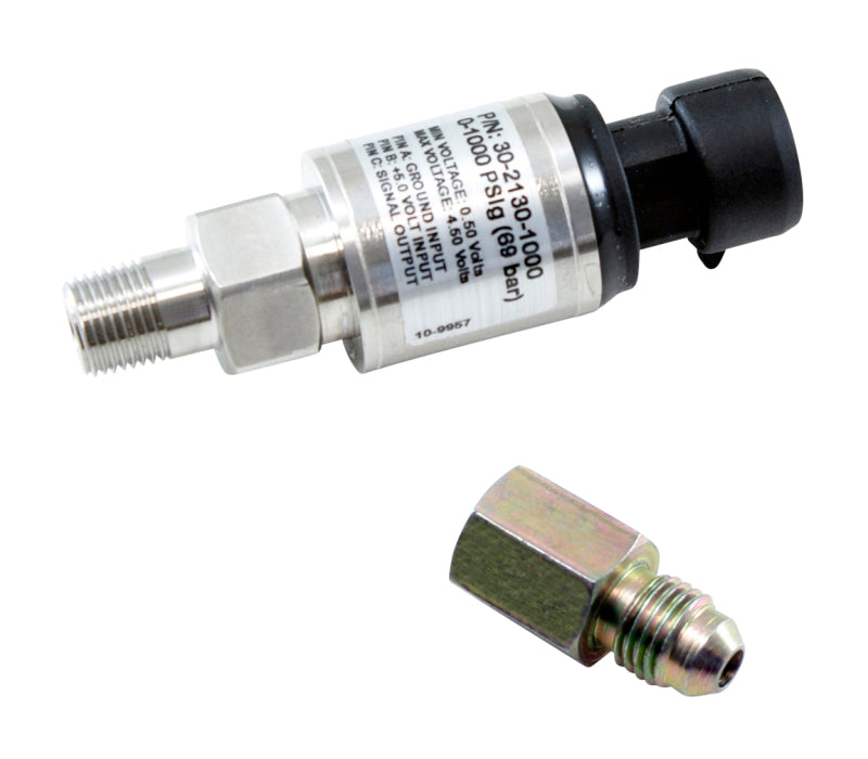 AEM 1000 PSIg Stainless Sensor Kit - 1/8in NPT Male Thread to -4 Adapter