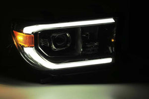 AlphaRex 07-13 Toyota Tundra PRO-Series Projector Headlights Plank Style Black w/Activation Light