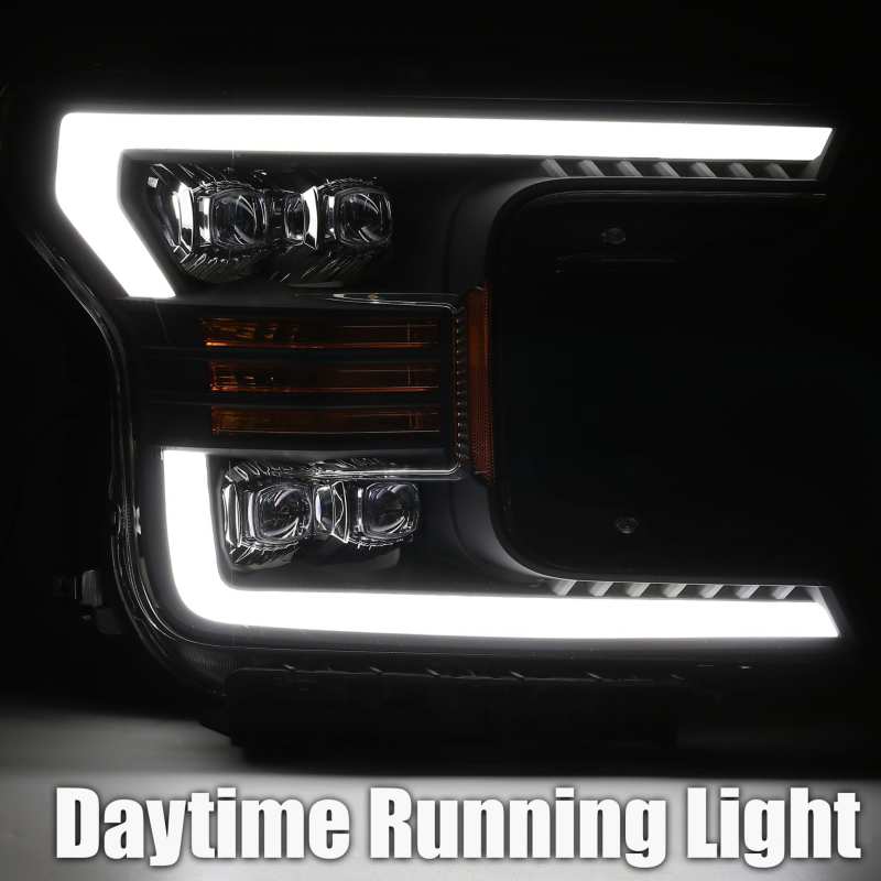 AlphaRex 18-19 Ford F-150 NOVA LED Proj Headlights Plank Style Matte Black w/Activ Light/Seq Signal