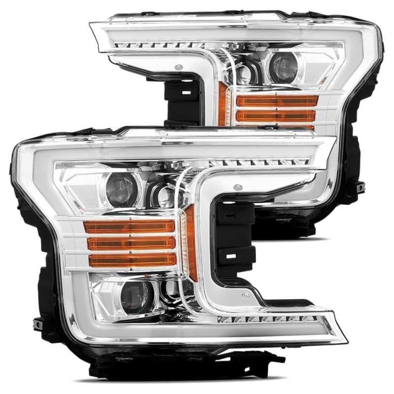 AlphaRex 18-19 Ford F-150 PRO-Series Projector Headlights Plank Style Chrm w/Activ Light/Seq Signal