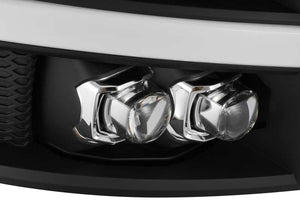 AlphaRex 07-13 Chevy 1500HD NOVA LED Proj Headlights Plank Style Gloss Blk w/Activ Light/Seq Signal