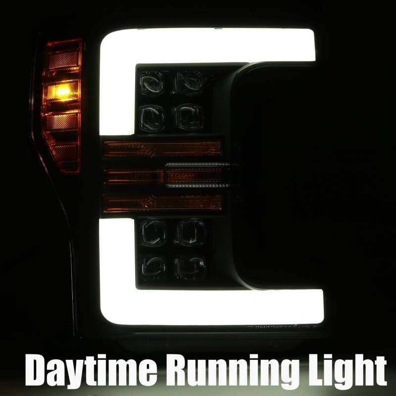 AlphaRex 17-19 Ford F-250 SD NOVA LED Proj Headlights Plank Style Gloss Blk w/Activ Light/Seq Signal